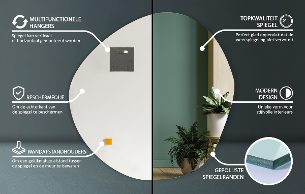 Oglindă neregulată fara rama 77x77 cm
