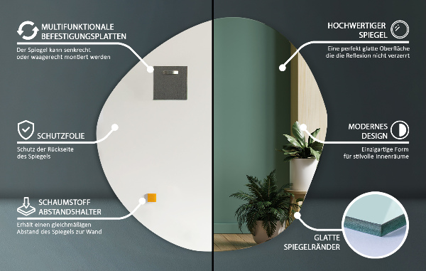 Oglindă neregulată moderna fără cadru 97x96 cm