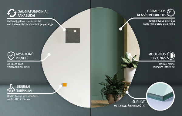 Oglindă neregulată moderna fără cadru 97x96 cm