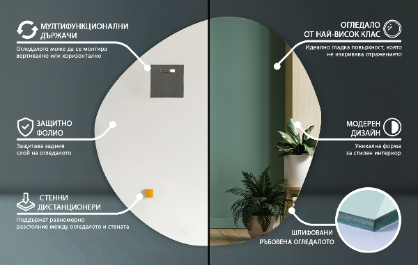 Oglindă neregulată moderna fără cadru 97x96 cm