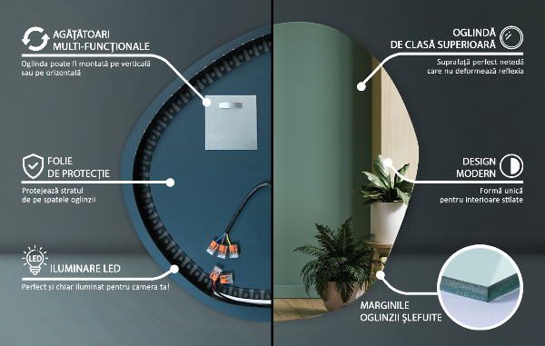 Oglinda forma neregulata led 97x96 cm