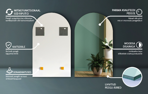 Oglindă semiovală decorativ 40x70 cm