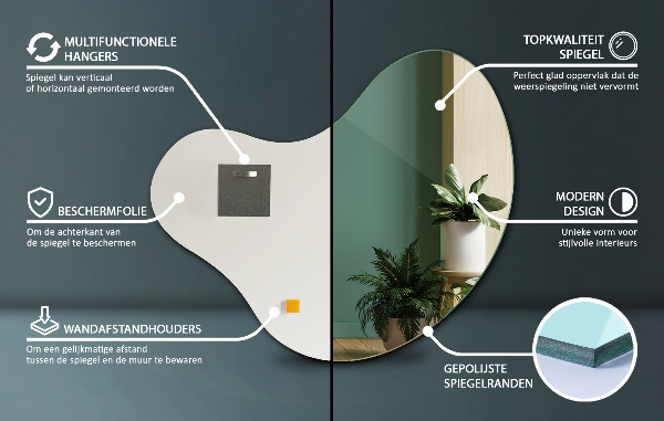 Oglinda asimetrica fara rama 68x67 cm