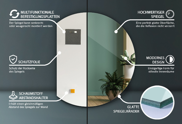 Oglindă cu cerc trunchiat decorativ 70x80 cm