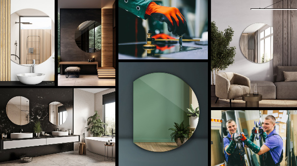 Oglindă cu cerc trunchiat decorativ 70x80 cm