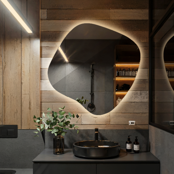 Oglinda forma neregulata led 48x48 cm