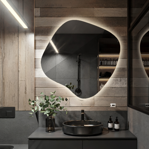 Oglinda forma neregulata led 59x58 cm