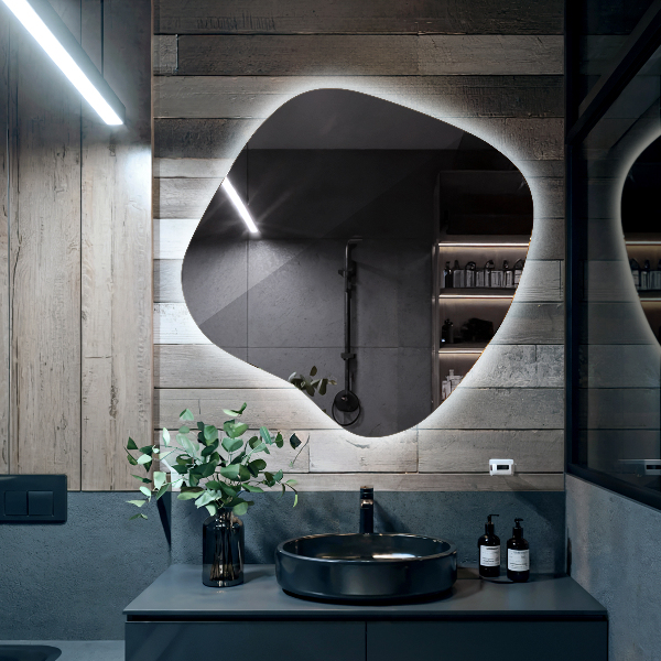 Oglinda forma neregulata led 77x77 cm