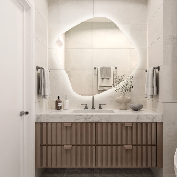 Oglinda forma neregulata led 77x77 cm