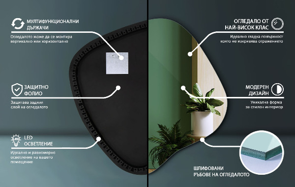 Oglinda forma neregulata led 77x77 cm