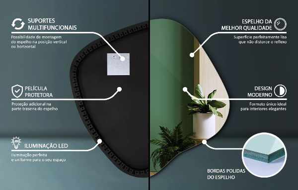 Oglinda forma neregulata led 77x77 cm