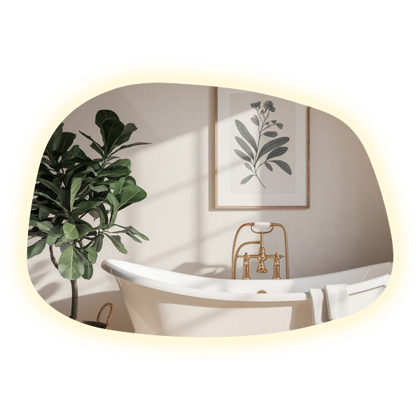 Oglinda asimetrica cu led în formă de pată 79x57 cm