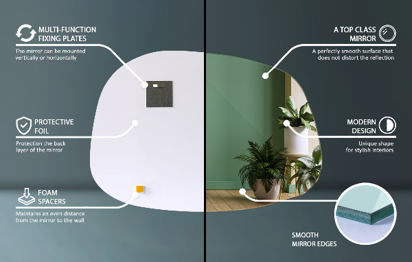 Oglinda asimetrica în formă de pată 49x34 cm