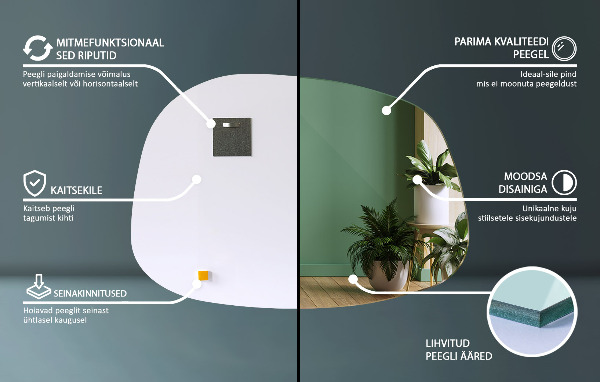 Oglinda asimetrica în formă de pată 55x38 cm