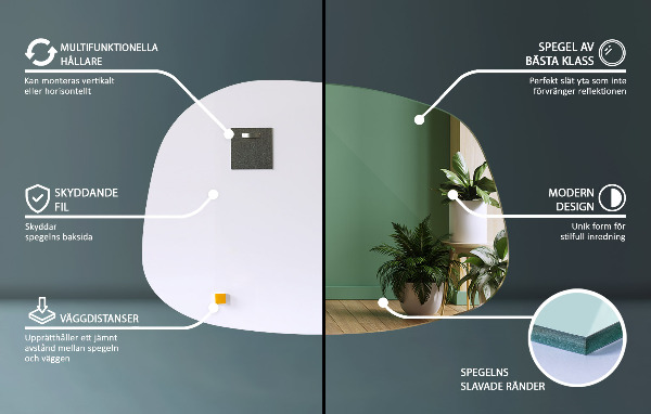 Oglinda asimetrica în formă de pată 68x47 cm