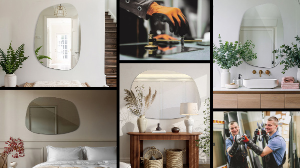 Oglinda asimetrica în formă de pată 91x66 cm