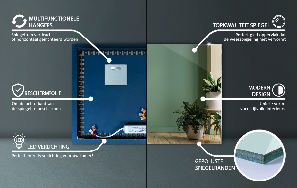 Oglinda dreptunghiulara iluminare led 80x60 cm