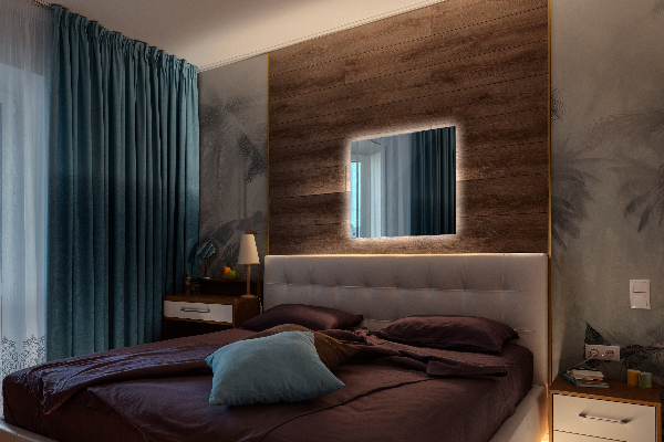 Oglinda dreptunghiulara de baie cu led 50x50 cm