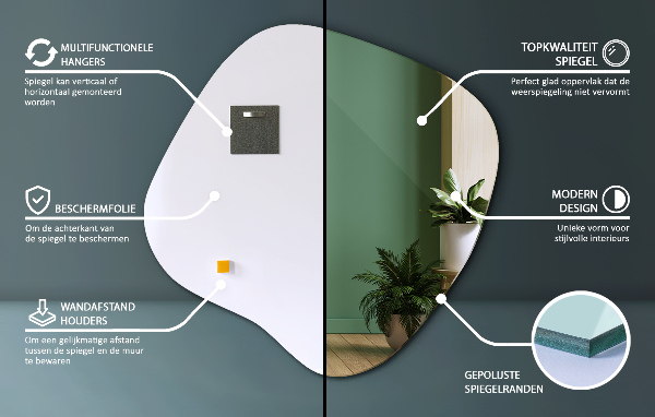 Oglindă neregulata în formă de pată original 48x48 cm