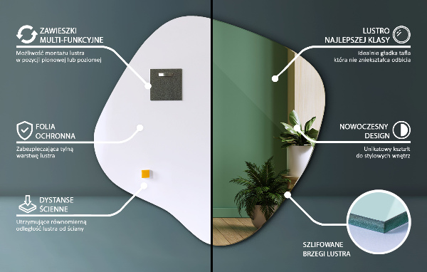 Oglindă neregulata în formă de pată original 48x48 cm