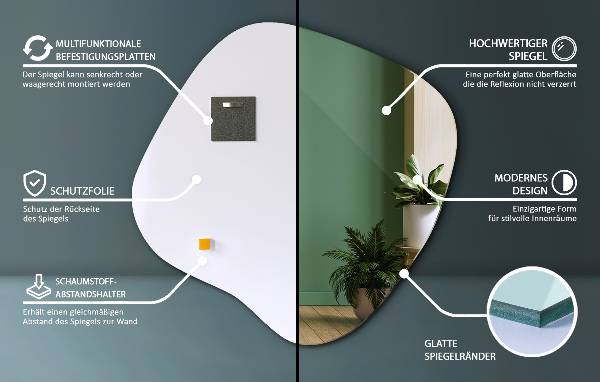 Oglindă neregulata în formă de pată original 58x59 cm