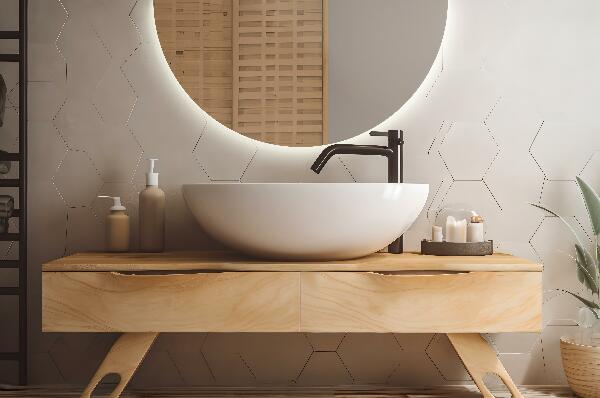 Oglinda semirotunda iluminare led 45x90 cm