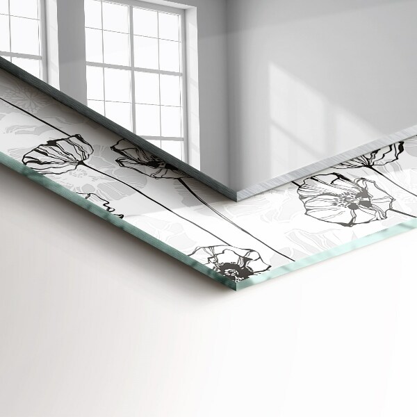 Oglinda rama cu imprimeu Desen monocrom de flori