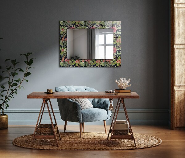 Decor oglinda Flori și păsări