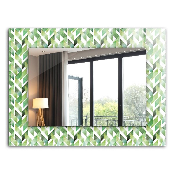 Decoratiuni perete cu oglinda Motiv geometric verde