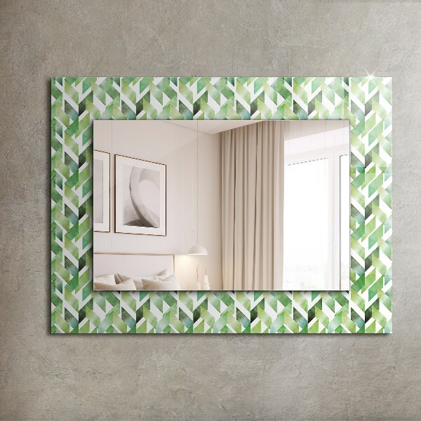 Decoratiuni perete cu oglinda Motiv geometric verde