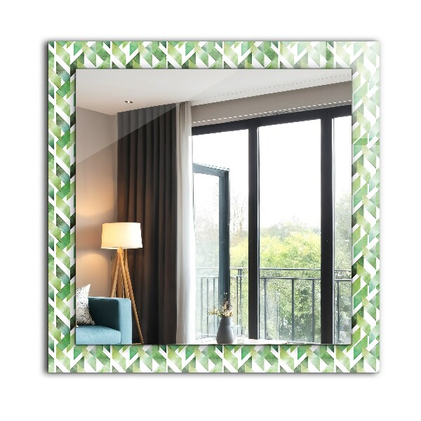 Decoratiuni perete cu oglinda Motiv geometric verde