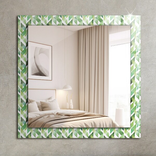 Decoratiuni perete cu oglinda Motiv geometric verde