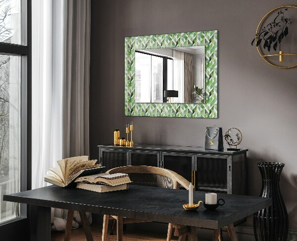 Decoratiuni perete cu oglinda Motiv geometric verde