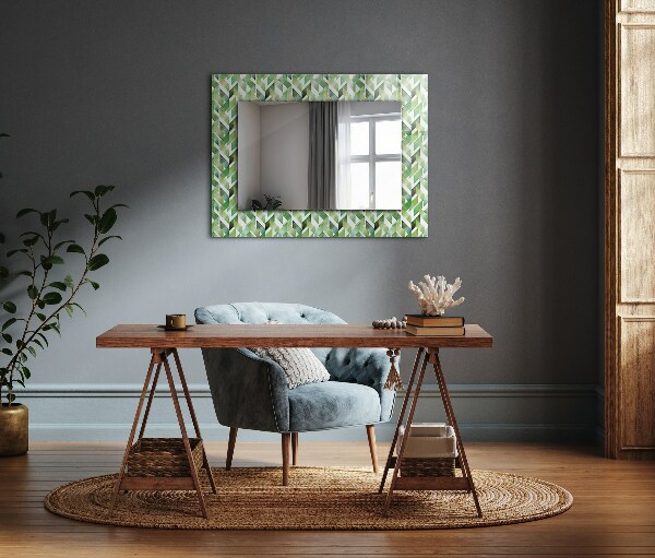 Decoratiuni perete cu oglinda Motiv geometric verde