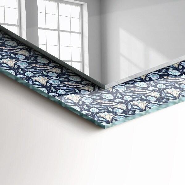 Decoratiuni perete cu oglinda Desen de floare albastră