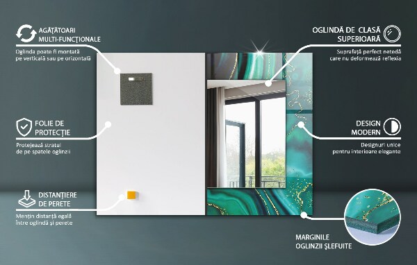 Oglinda decor perete Motiv pe țesătură gri