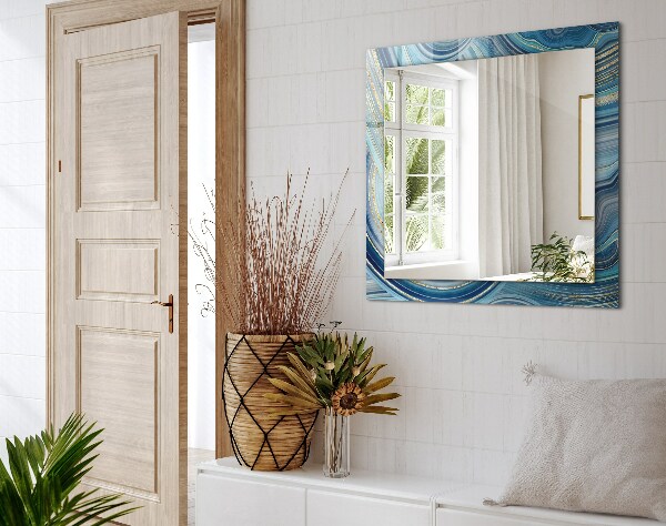 Oglinda cu rama imprimata Valuri abstracte albastre