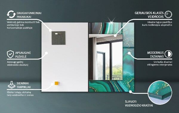 Oglinda cu rama imprimata Model în zig-zag în gradient