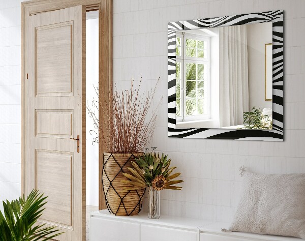 Oglinda rama cu imprimeu Valuri în alb și negru