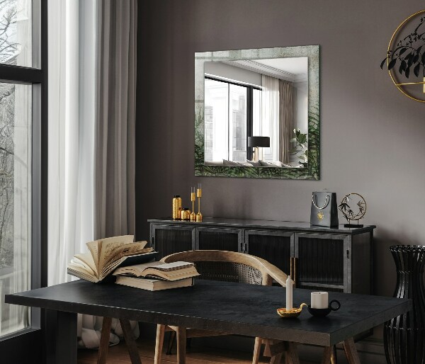 Oglinda cu rama imprimata Frunze verzi de ferigă