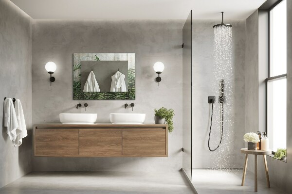 Oglinda cu rama imprimata Frunze verzi de ferigă