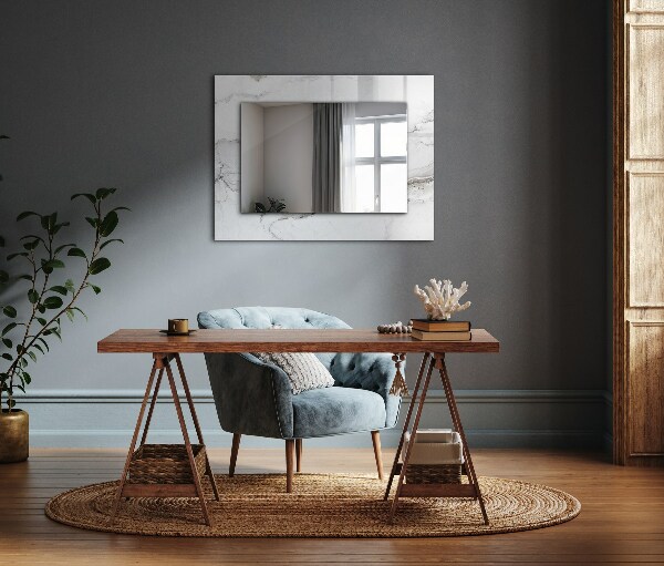 Oglinda rama cu imprimeu Motive din marmură albă