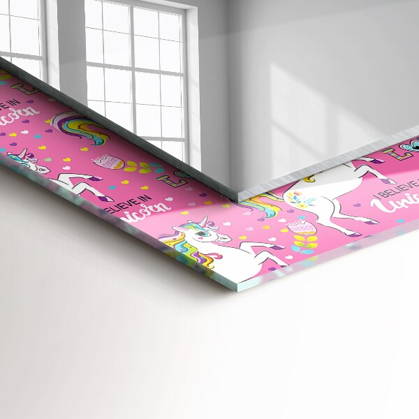 Decor oglinda Unicorni Inimi curcubeu