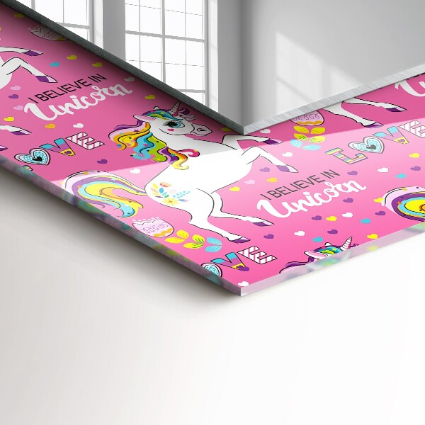 Decor oglinda Unicorni Inimi curcubeu