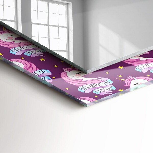 Oglinda cu rama imprimata Litere stea în formă de unicorn