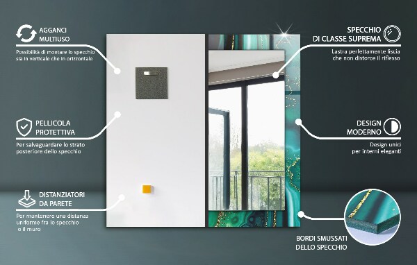 Oglinda imprimata Model geometric verde