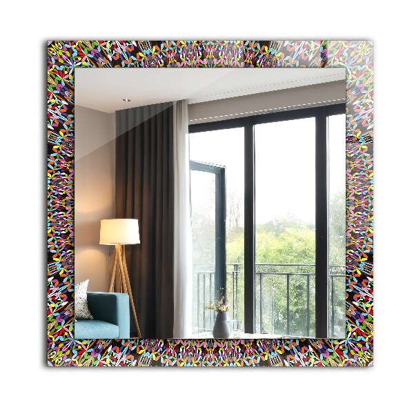 Oglinda cu rama imprimata Mandala colorată