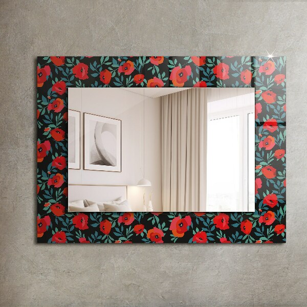 Oglinda perete decorativa Flori de mac
