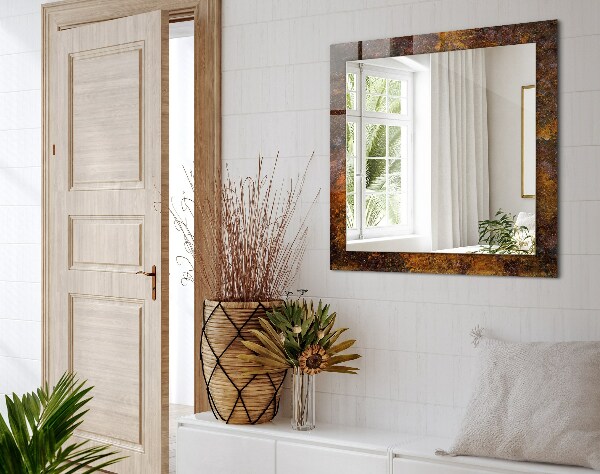 Oglinda cu rama imprimata Suprafață metalică ruginită