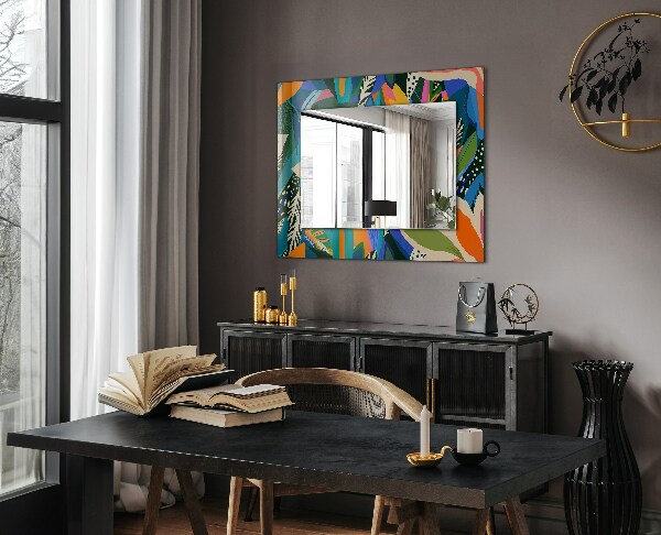 Oglinda rama cu imprimeu Flori abstracte colorate